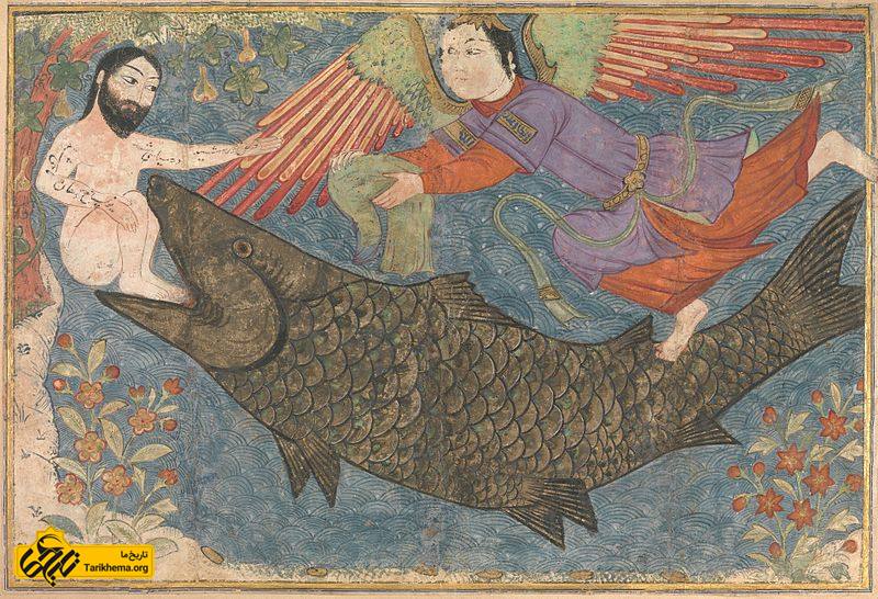 عکس File:Jonah and the Whale, Folio from a Jami al-Tavarikh (Compendium of Chronicles).jpg jonah Tarikhema.org