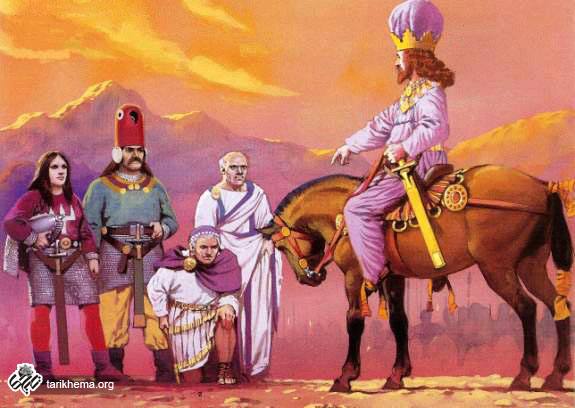 Shahpur taking Roms Emperor Valerian Prisoner.jpg (570×413)