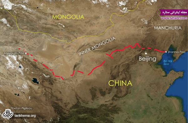 نقشه هوایی دیوار چین، کره ماه، دیوار چین، دیوار چین از کره ماه، طول دیوار چین