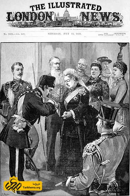 ادای احترام ناصرالدین شاه قاجار، پادشاه ایران به ویکتوریای اول، ملکه بریتانیا و شهبانوی هند در ژوئیه ۱۸۵۹ میلادی، در قلعه ویندسور.