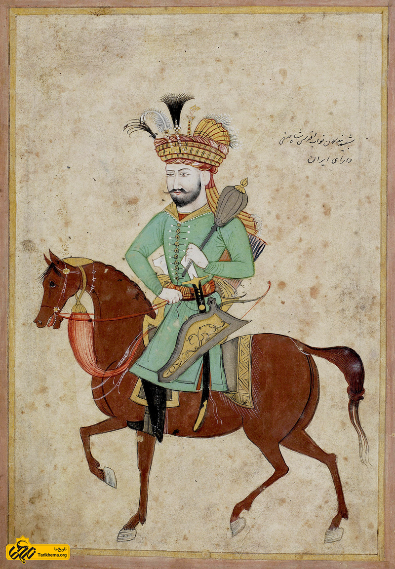 شاه صفی سوار بر اسب در حال حمل گرز