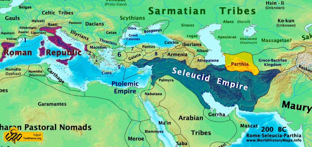 رم ، سلوکیان و اشکانیان در سال 200 قبل از میلاد