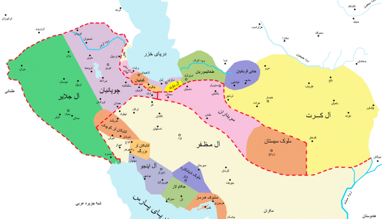 رنگ بنفش محدودهٔ حکومت جانی قربانیان