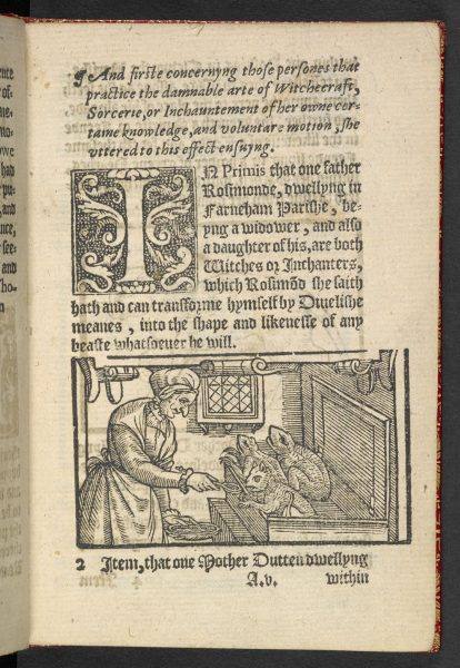 1579 نقاشی جادوگری که به حیوان خود غذا می‌دهد