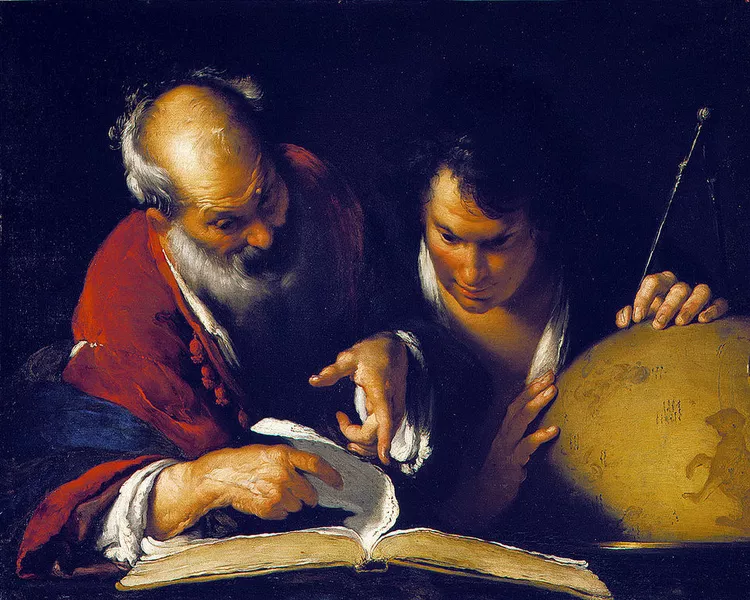 تدریس اراتوستن در نقاشی اسکندریه اثر برناردو استروزی