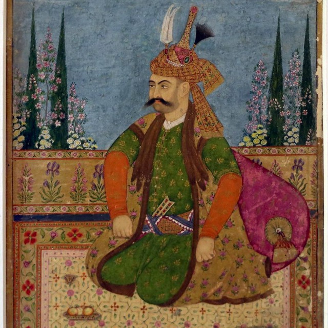 نگاره شاه اسماعیل اول صفوی به سبک گورکانی - هندی 